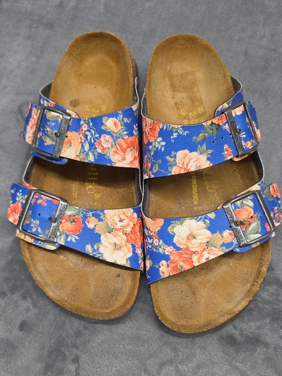 Papillio Shoes - Papillio By Birkenstock Floral Double-Buckle Blue Slide Sandals Sz 39 (8)